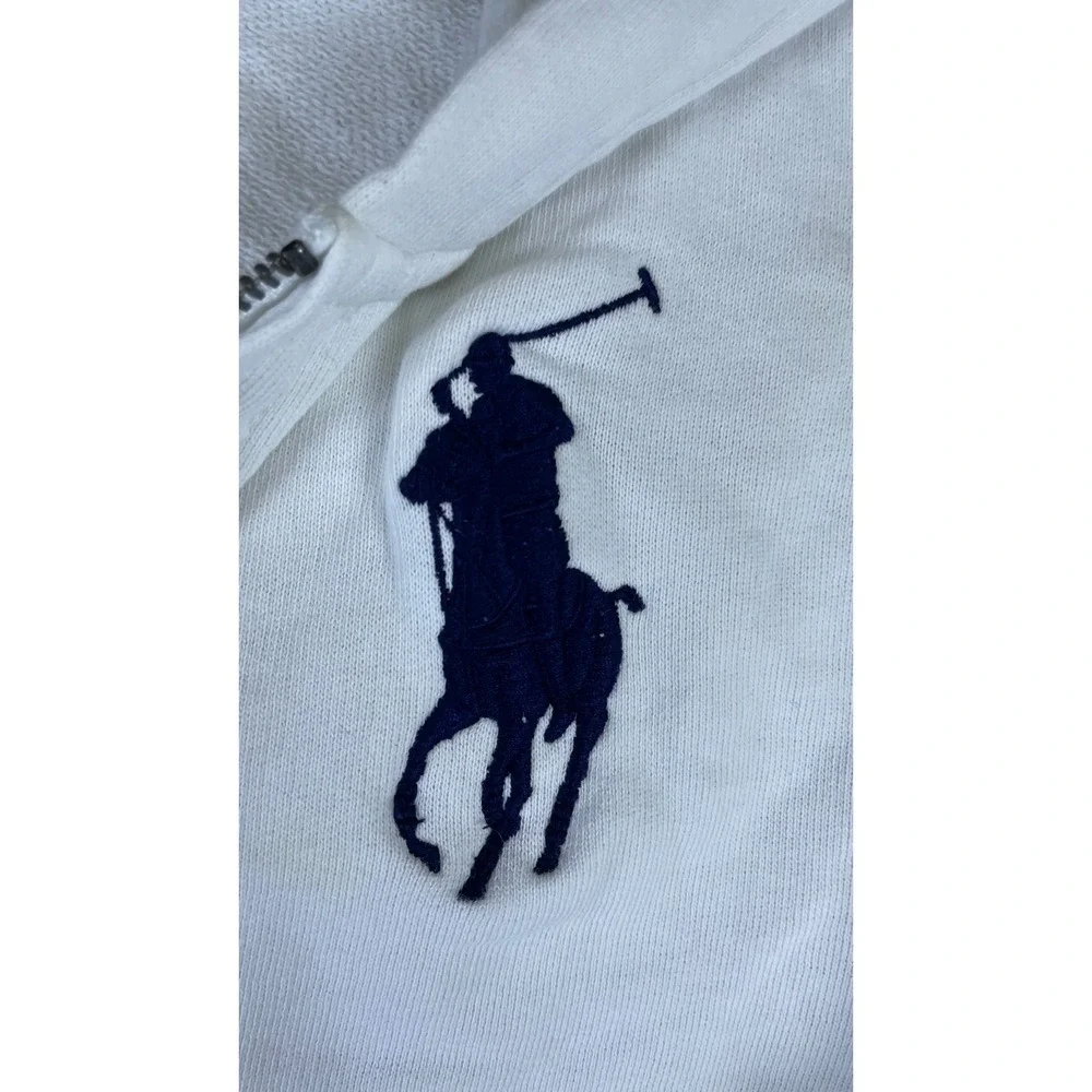 Polo Ralph Lauren Hoodie Mens S White Good Big Pony Full Zip Fleece Sweatshirt